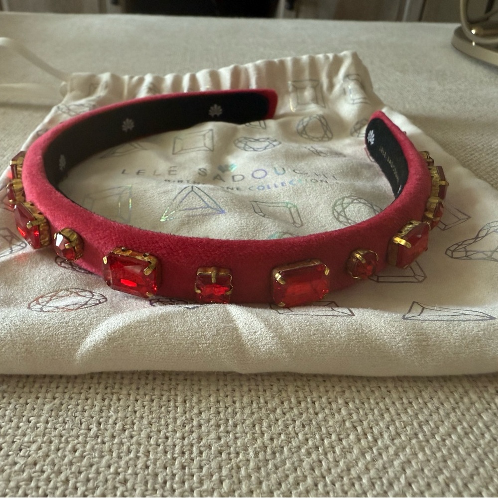 Lele Sadoughi Rectangle Crystal Velvet Gigi Headband - Birthstone Collection
